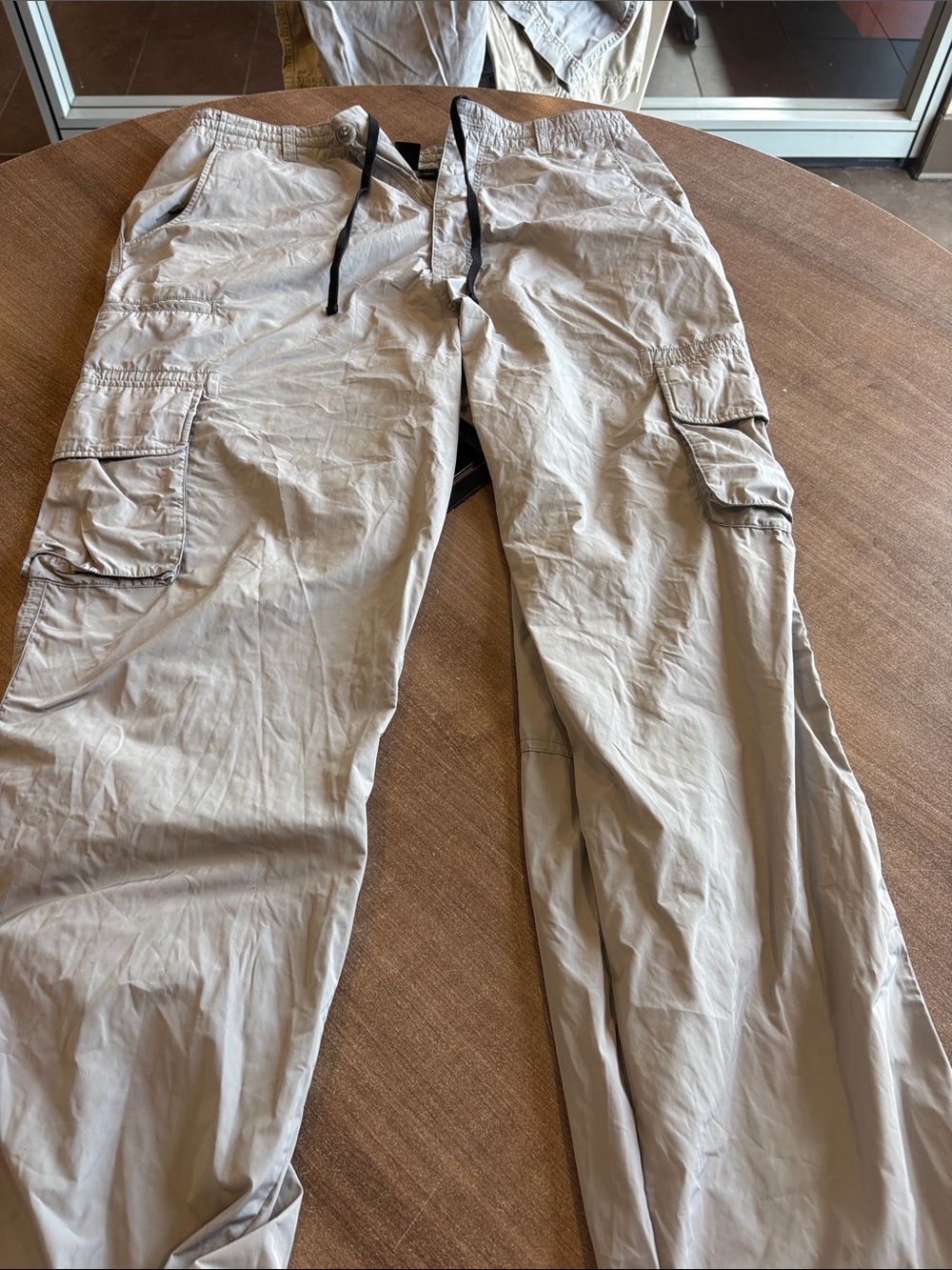 adidas Men's Light Khaki Cargo Pants with Drawstring Waist